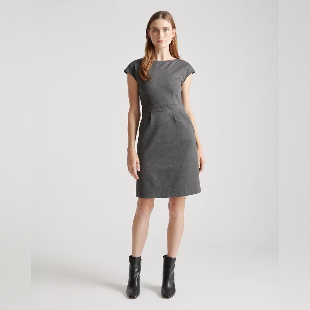 Quince Gray Cap-Sleeve Sheath Dress